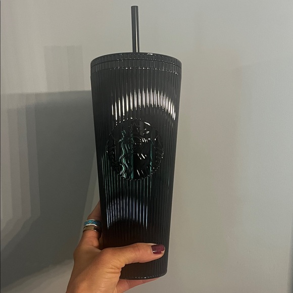Starbucks Other - Starbucks Black Pleated Metallic Core Tumbler